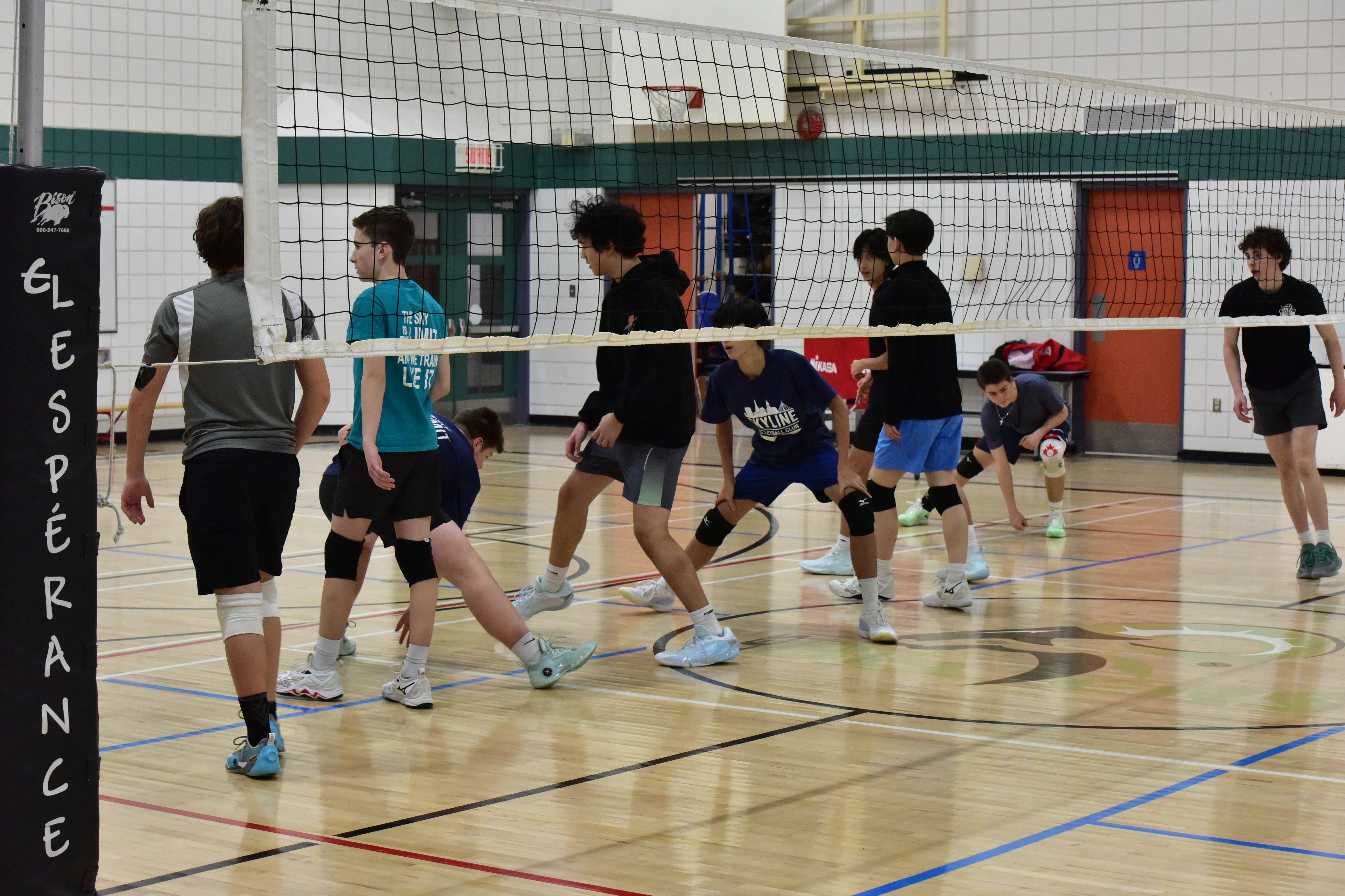Youth volleyball athletes training at a Sky Volleyball session