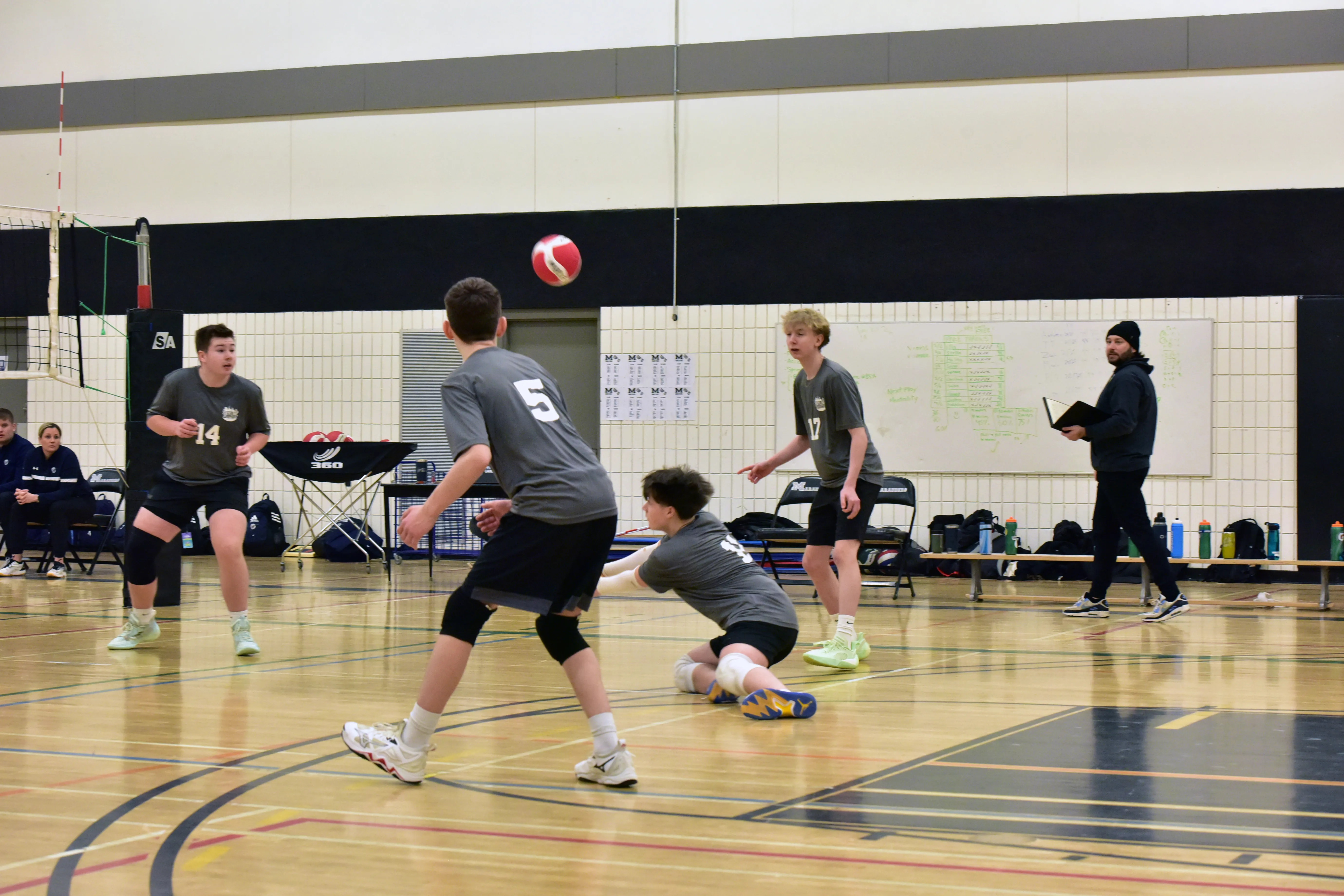Volleyball coach leading a training drill at Sky High Volleyball Club