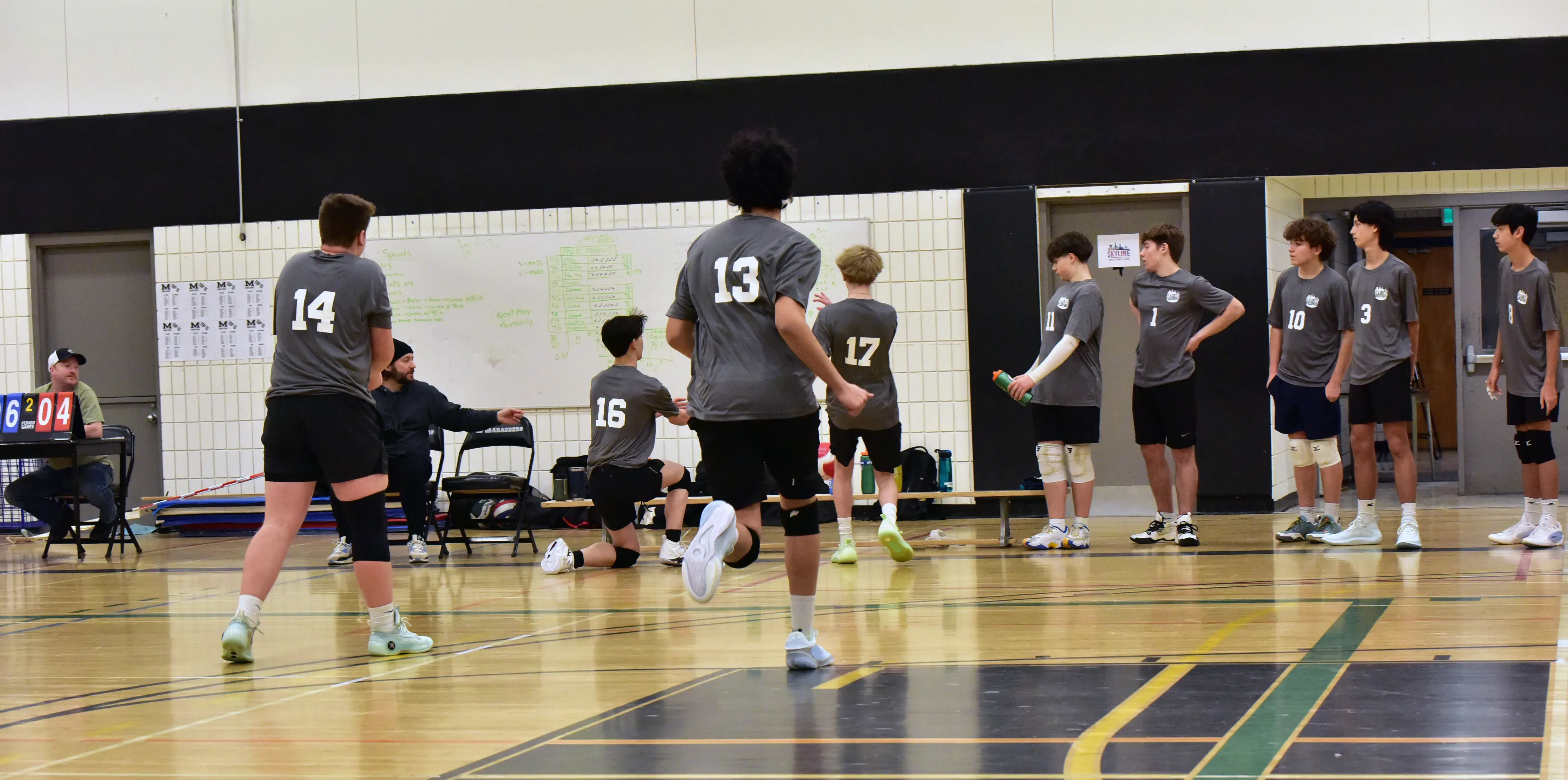 Volleyball team members during a practice session