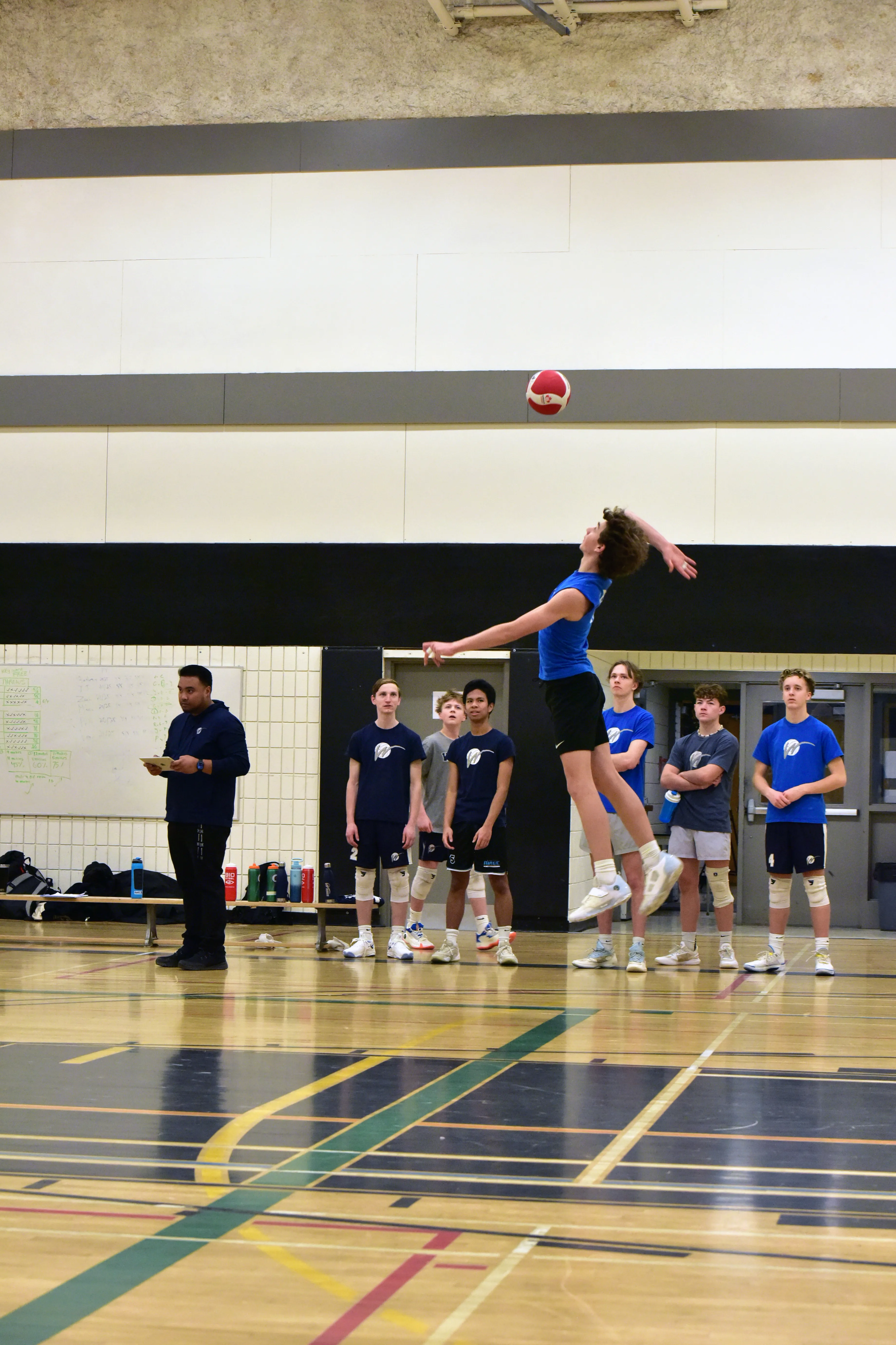 Youth athletes during volleyball training