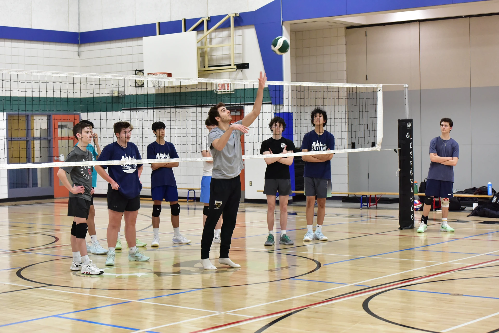 Skyline athletes training during a volleyball session