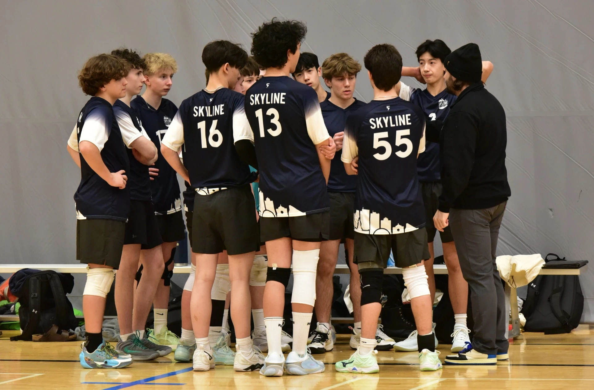 Skyline athletes practicing together during an indoor training session