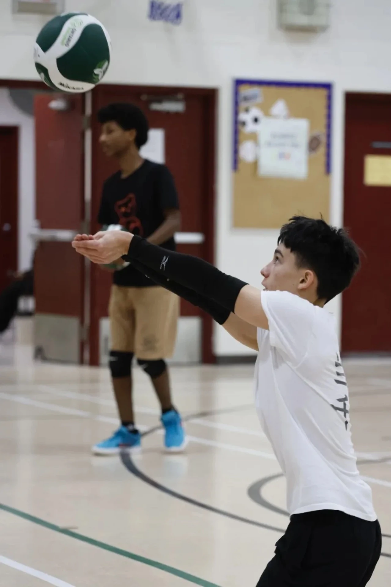 Skyline athlete focused during a volleyball assessment camp